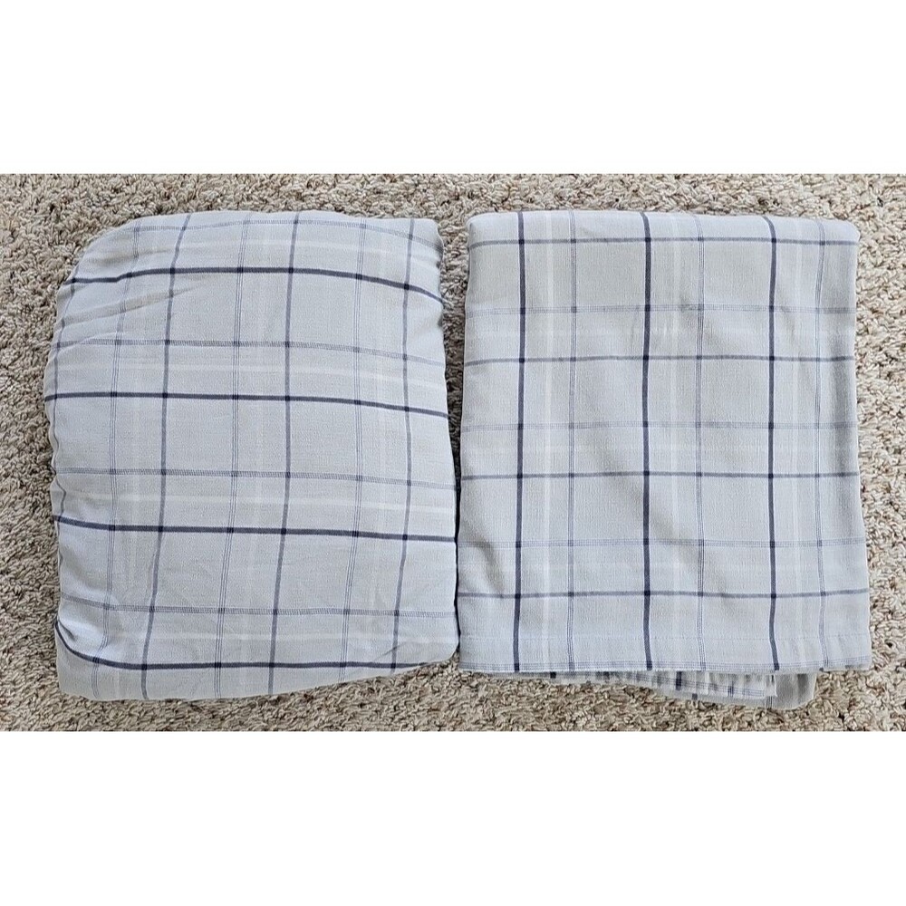 Restoration Hardware RH Baby & Child Windowpane Plaid Twin Flat Fitted Sheets